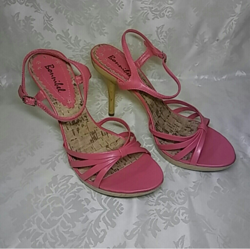 Hot pink stiletto heels.